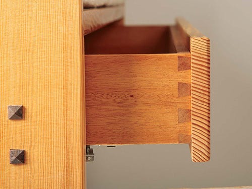 Example of a dovetailed drawer with attached face