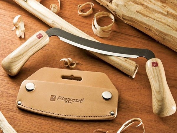 Flexcuts straight edge draw knife and leather sheath