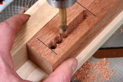 Drilling crescent waste out of mortise joint