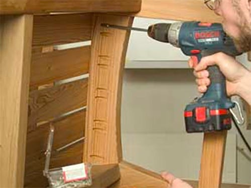 Drilling pocket holes for adirondack chair joinery