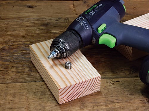 Using drill to install threaded insert