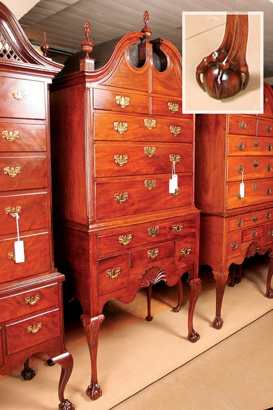 Antique chest of drawers with carved cabriole legs