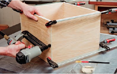 joining rabbet joints with pin nail fasteners
