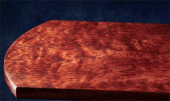 Finished bubinga tabletop end