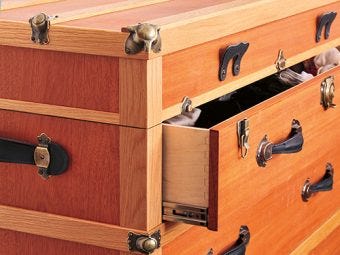 Steam trunk dresser with clear coat finished interior