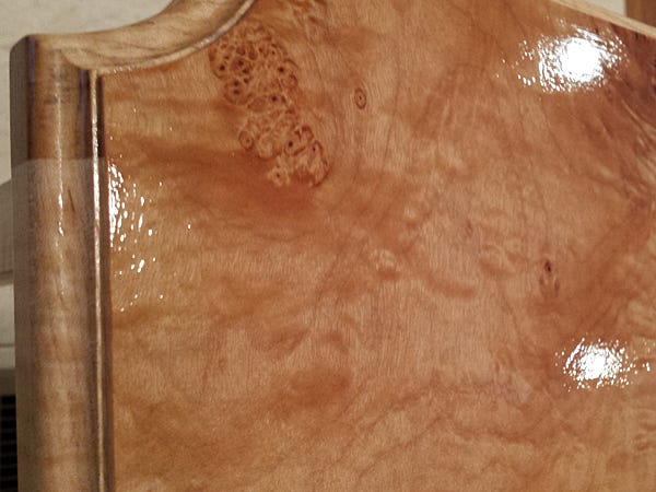 Linseed oil finish on maple wood that has become fish-eyed