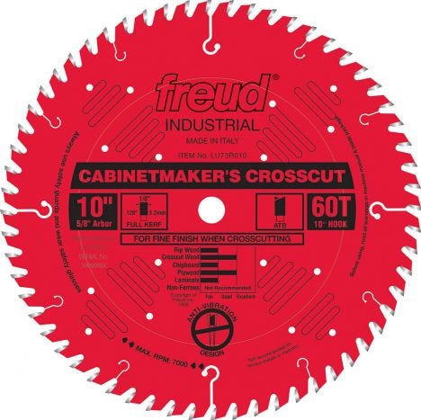 Freud lu73r industrial cabinetmaker's crosscut saw blades