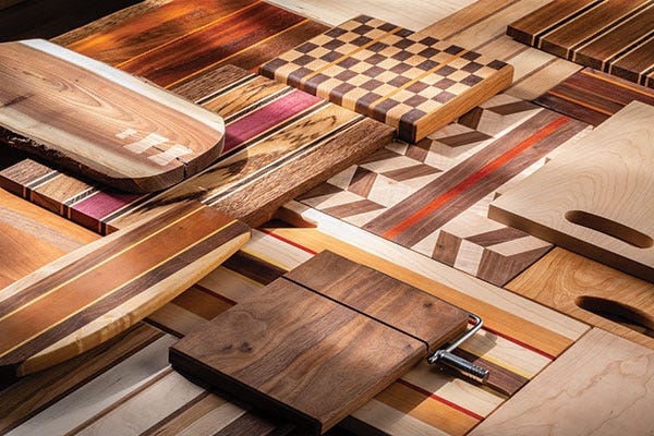 assortmaent of handmade cutting boards