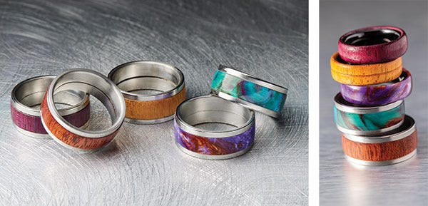 wood and acrylic rings
