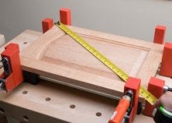 Gluing and clamping final frame and panel door parts