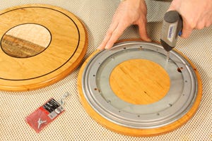 Screwing together lazy susan top and bottom plates