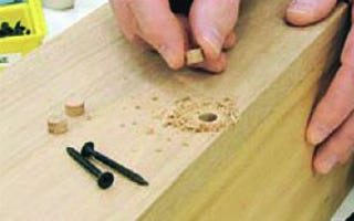 Filling screw countersink with a wood plug