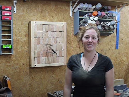 April Wilkerson's homemade knife throwing target