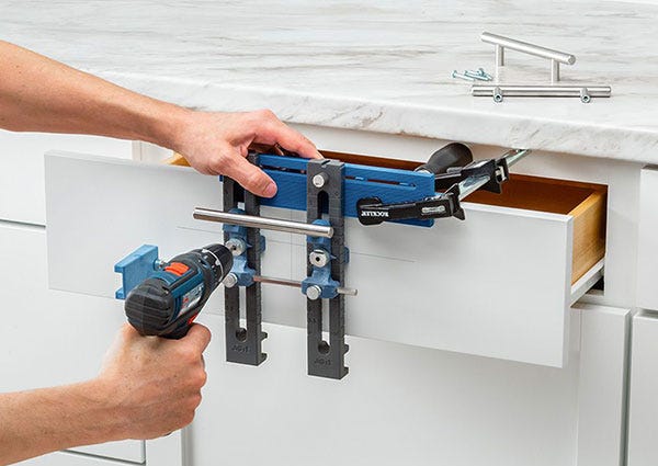 installing a knob and pull jig