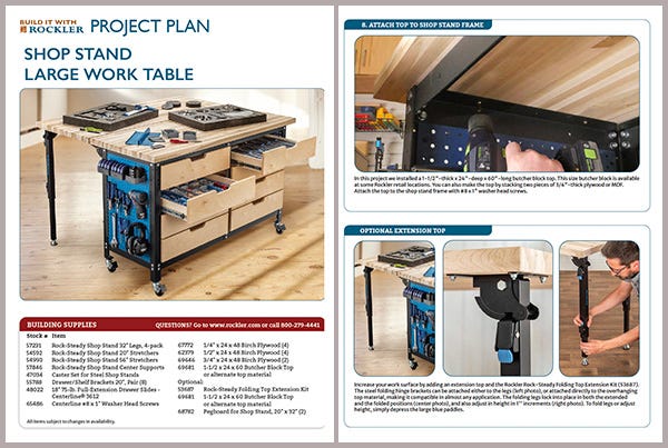 large shop stand work table project plan download button