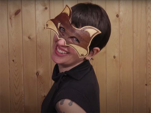 Fox masquerade mask made with laser cut veneer