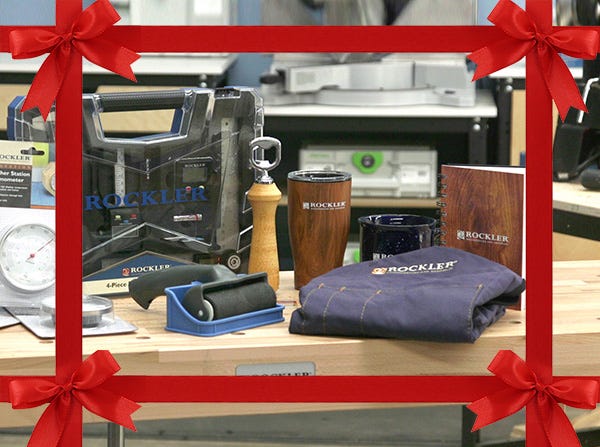 woodworking tools with a Christmas bow