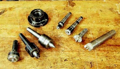 Various lathes centers and a faceplate