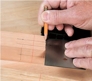 Marking sideboard leg mortise cutting locations