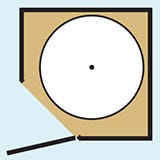 Diagram of a fully round rotating lazy susan shelf