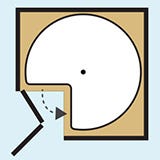 digram of a lazy susan shelf with a pie cut wedge