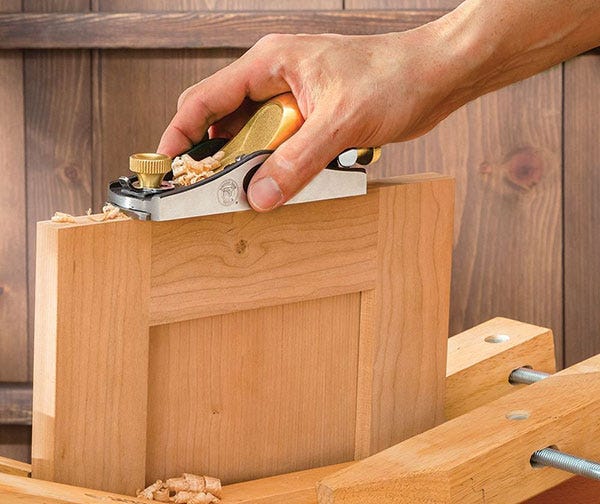 no. 60-1/2 low angle block plane smoothing the edge of a door
