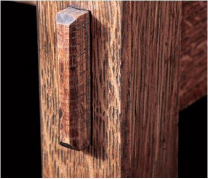 Mortise and tenon joint in coffee table lower rail