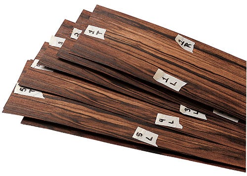 Macassar ebony wood flitch-cut veneer strips