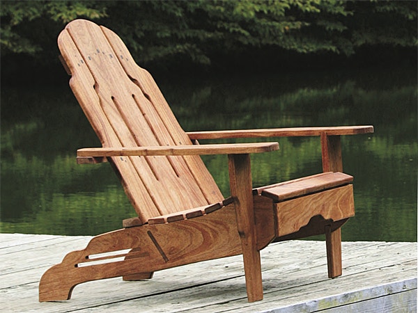 Mahogany adirondack chair on a dock