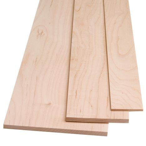 Maple lumber pieces with one eighth thickness