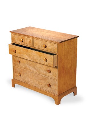 Dresser made using sugar maple lumber