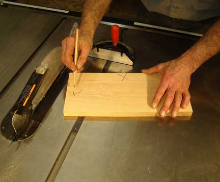 Marking cuts for table saw on board