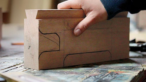 Layout for cutting leg for mini workbench