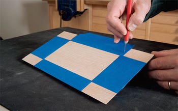 Cutting tape for stain pattern on box top
