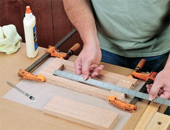 Measuring out bedside table apron cuts