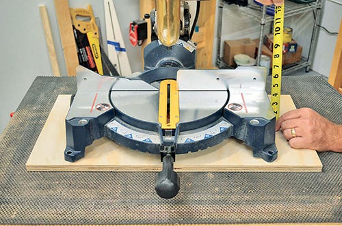 Measuring the depth of miter saw platform