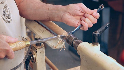 Using a wrench as calipers for measuring a turning
