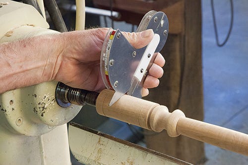 Using a Galbert caliper to make a turning measurement