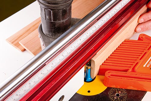 Using a louver-shaping router bit to cut shutter slat blanks
