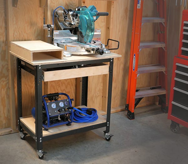 miter saw stand built on shop stand