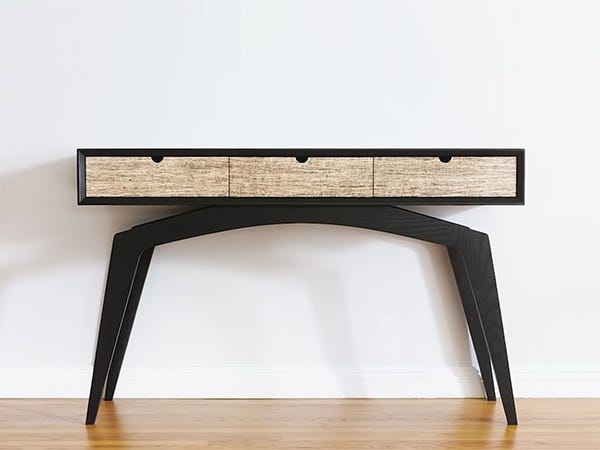 Modern console table with hempwood drawers