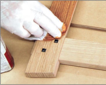 Wiping oil-based stain on white oak frame