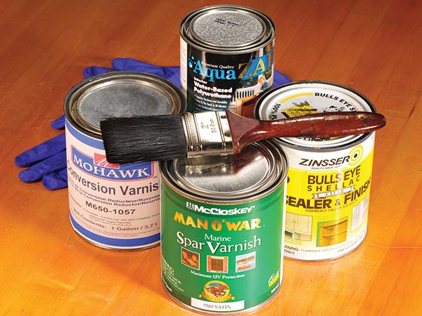 Examples of different varnishes for woodworking finish