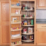 Large kitchen pantry cabinet with lazy susan shelving
