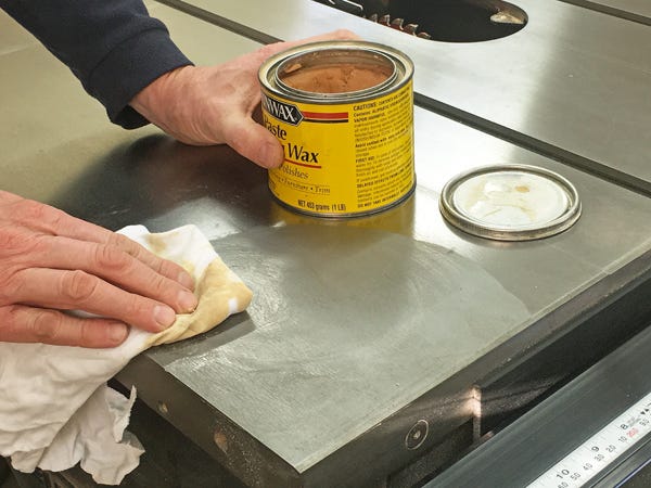 1.Slick Table Saw Tip I find the best way to protect my cast-iron table saw  top is to occasionally rub on a coat of paste wax. This gives me a nice,  slick