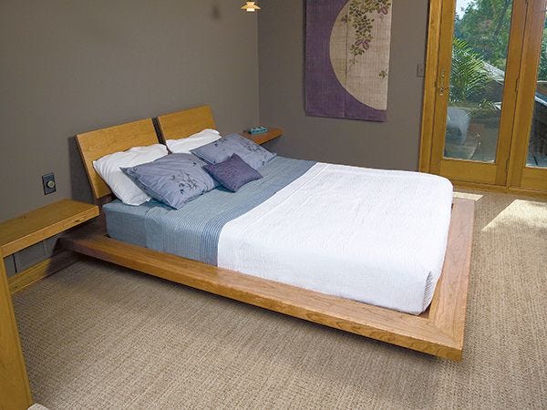 Floating style queen bed