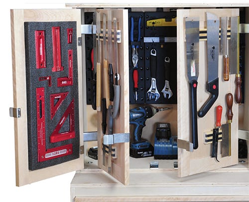Rolling tool storage system with open upper cabinet