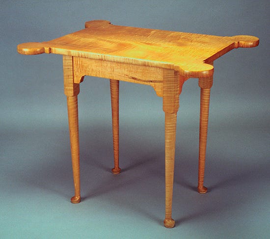 Replica Queen Anne porringer table made with cabriole legs