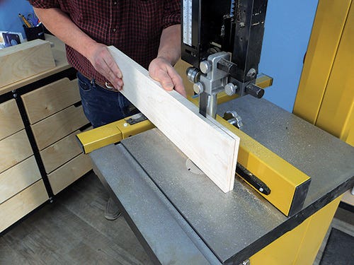Resawing thin board pieces with band saw