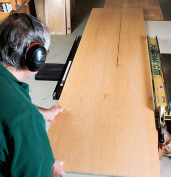 Cutting large plywood panel into smaller parts for cabinet
